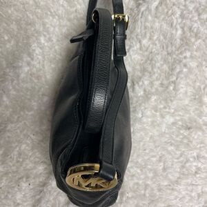 Michael Kors Fulton Black Leather shoulder /Cross Body bag Big Logo MK Medallion
